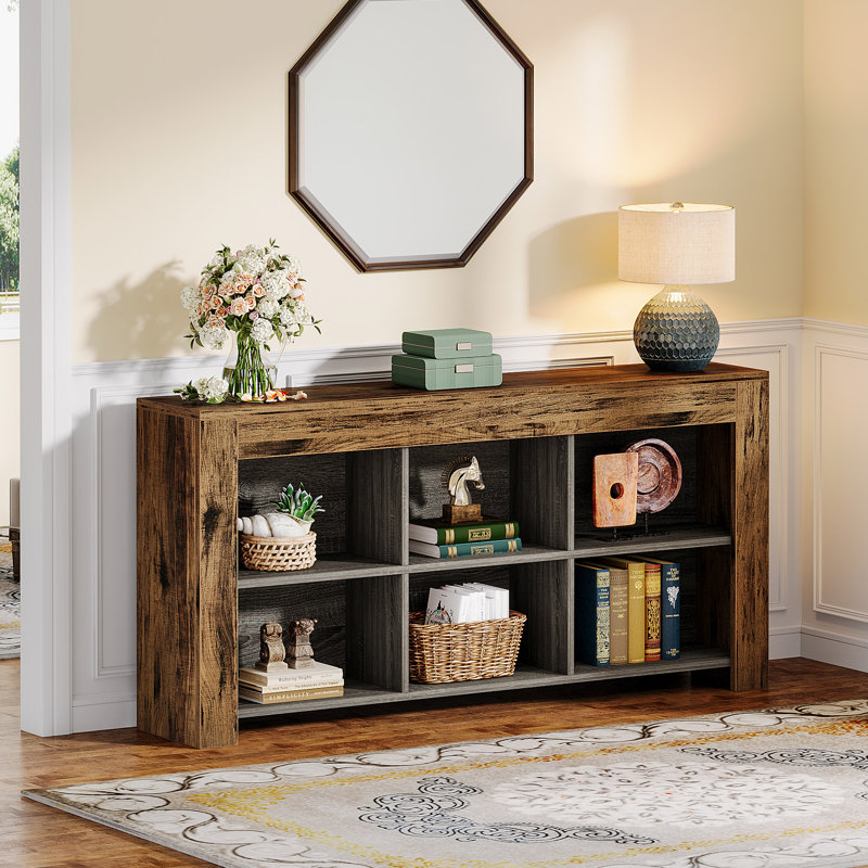 63-Inch Long Wood Console Table, Rustic Brown