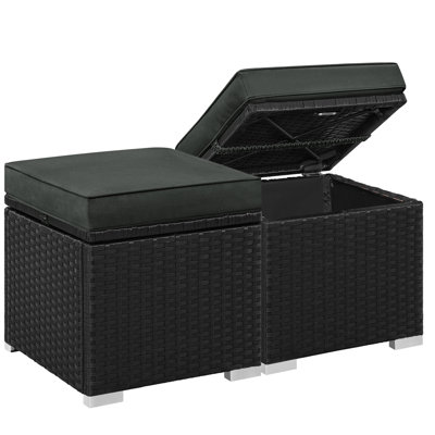 Casterlin 16"H Set of 2 Wicker Ottomans with Hidden Storage