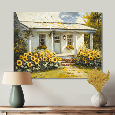 Donnalynn tournesols près de la ferme porche I - tournesols, décoration murale