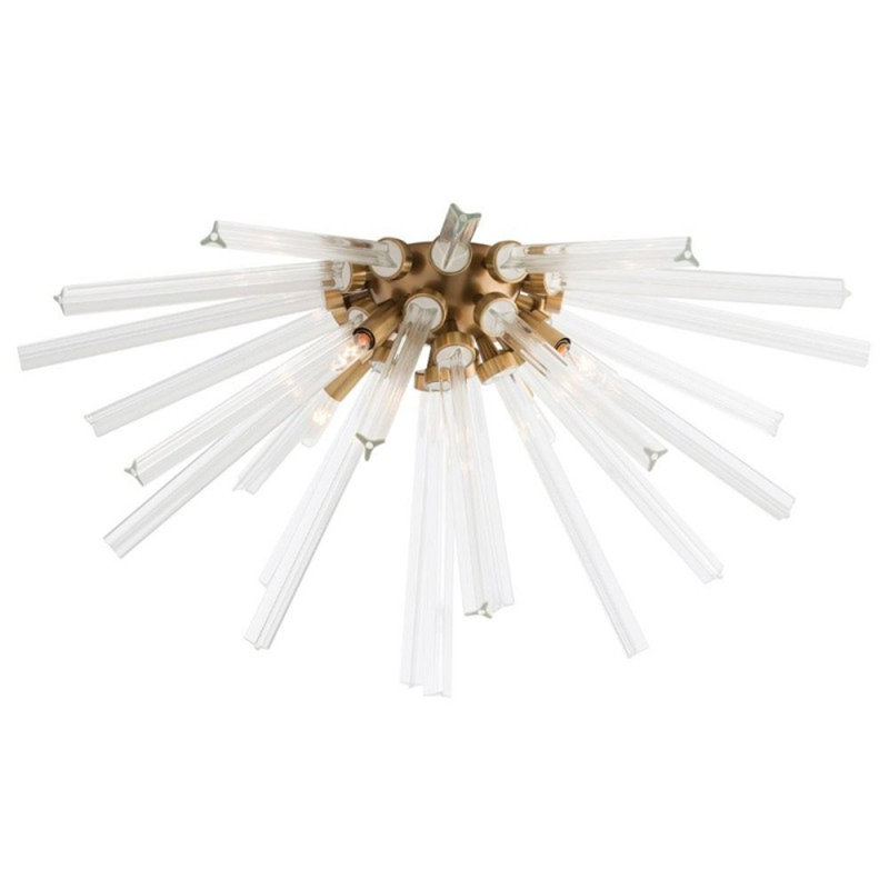 Lustre encastré Alan Mizrahi Hanley, Or, Bronze frotté à l'huile, H 30 po x l 40 po x P 40 po