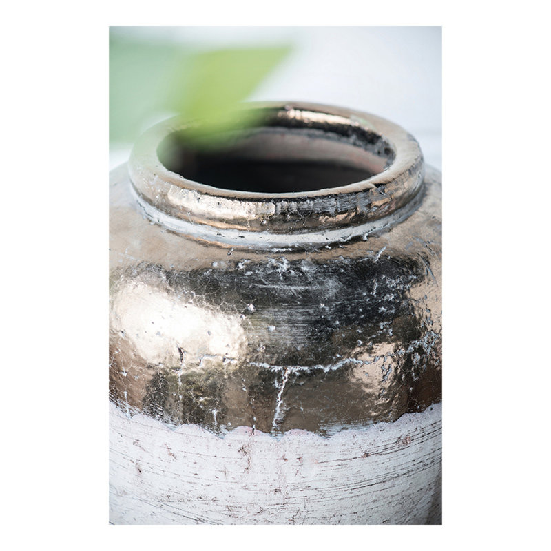 Vase rond en céramique brun Sienna, Hauteur totale - 11 po