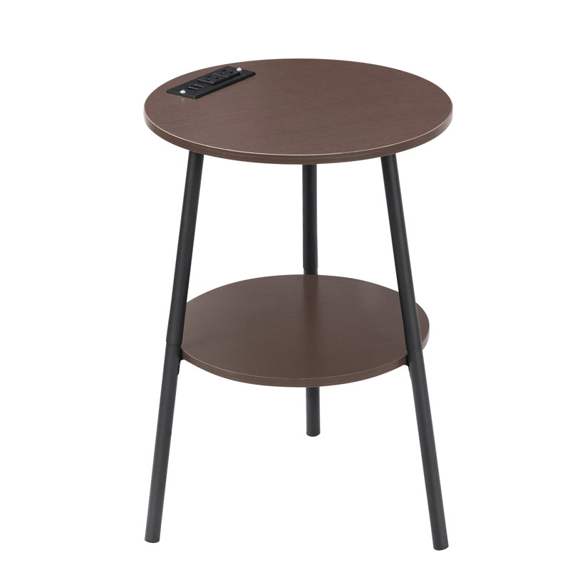 Ruzycki End Table and Built-In Outlets, Brown