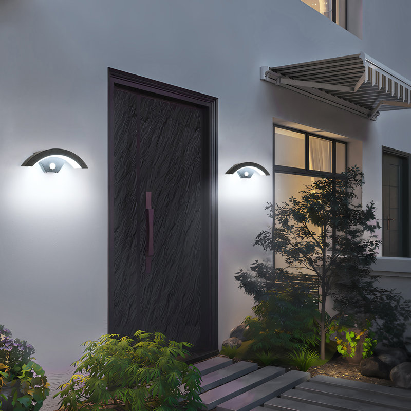 Aedan Black Integrated LED Outdoor Wall Light Built-in Motion Sensor, 6500K