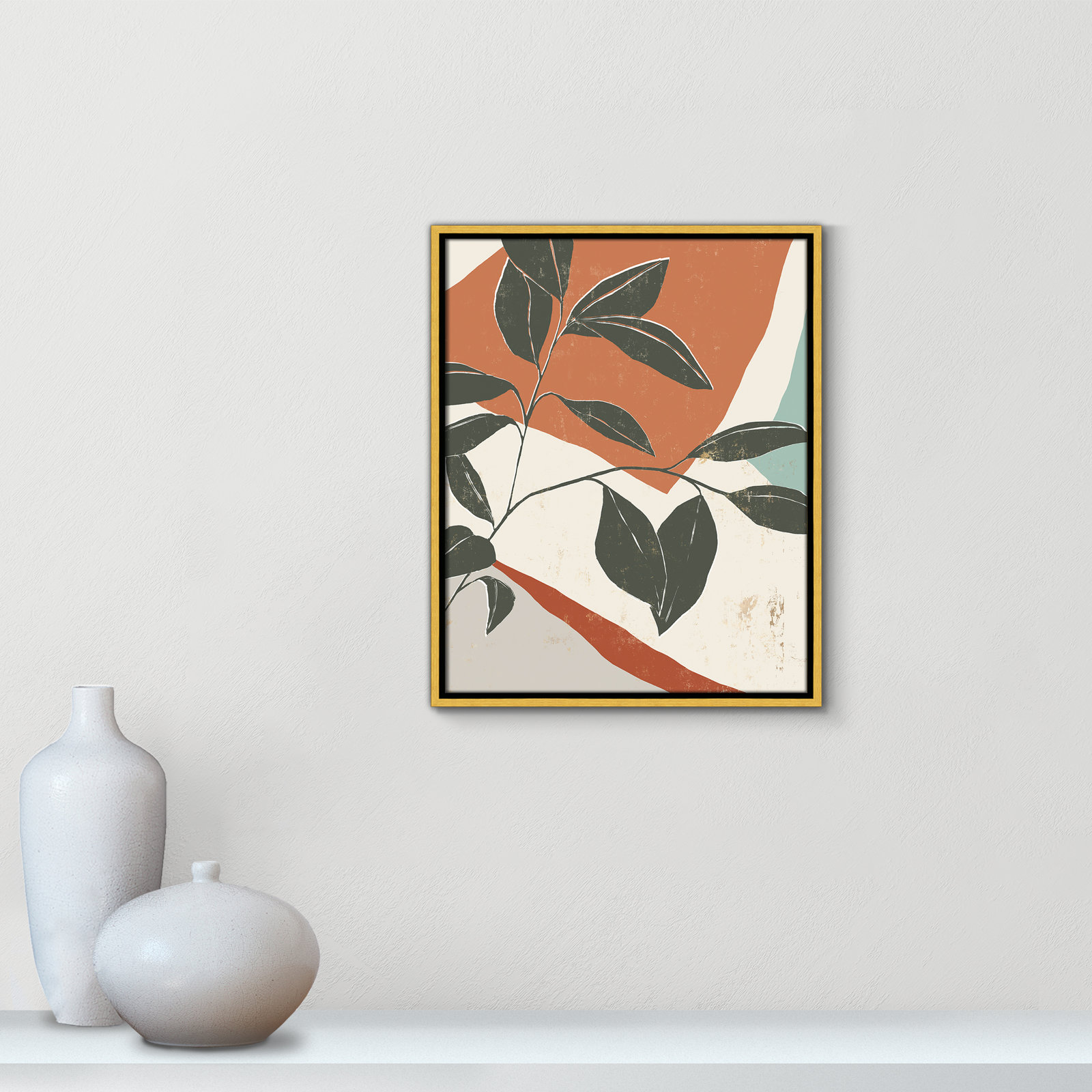 Cutout Leaves I by Isabelle Z, 21.5" H x 17.5" W x 2" D, Gold Framed