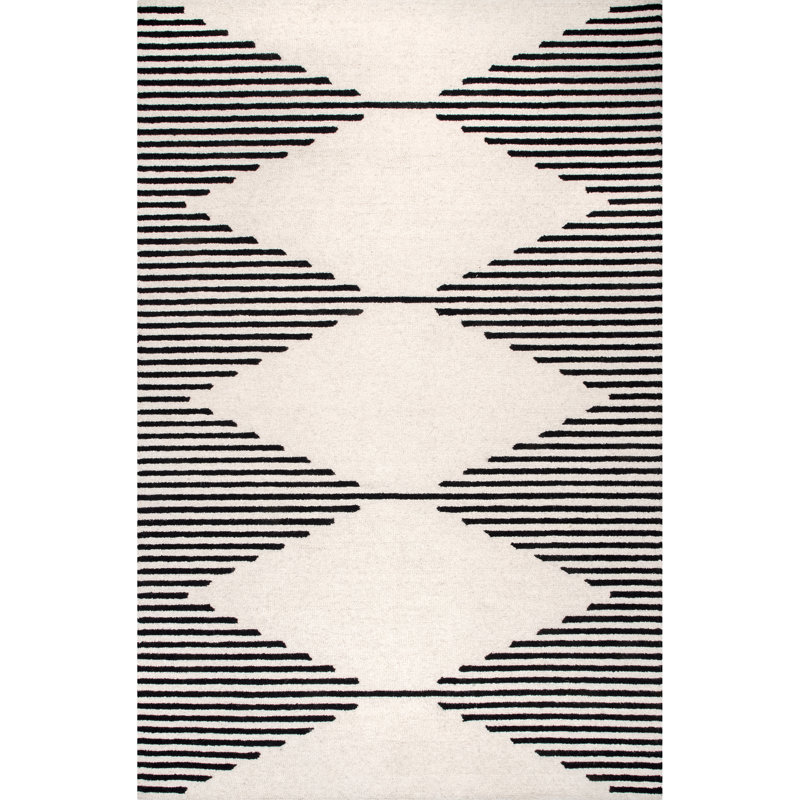 Tapis ivoire / noir Kaden, Rectangle 8 pi 6 po x 11 pi 6 po
