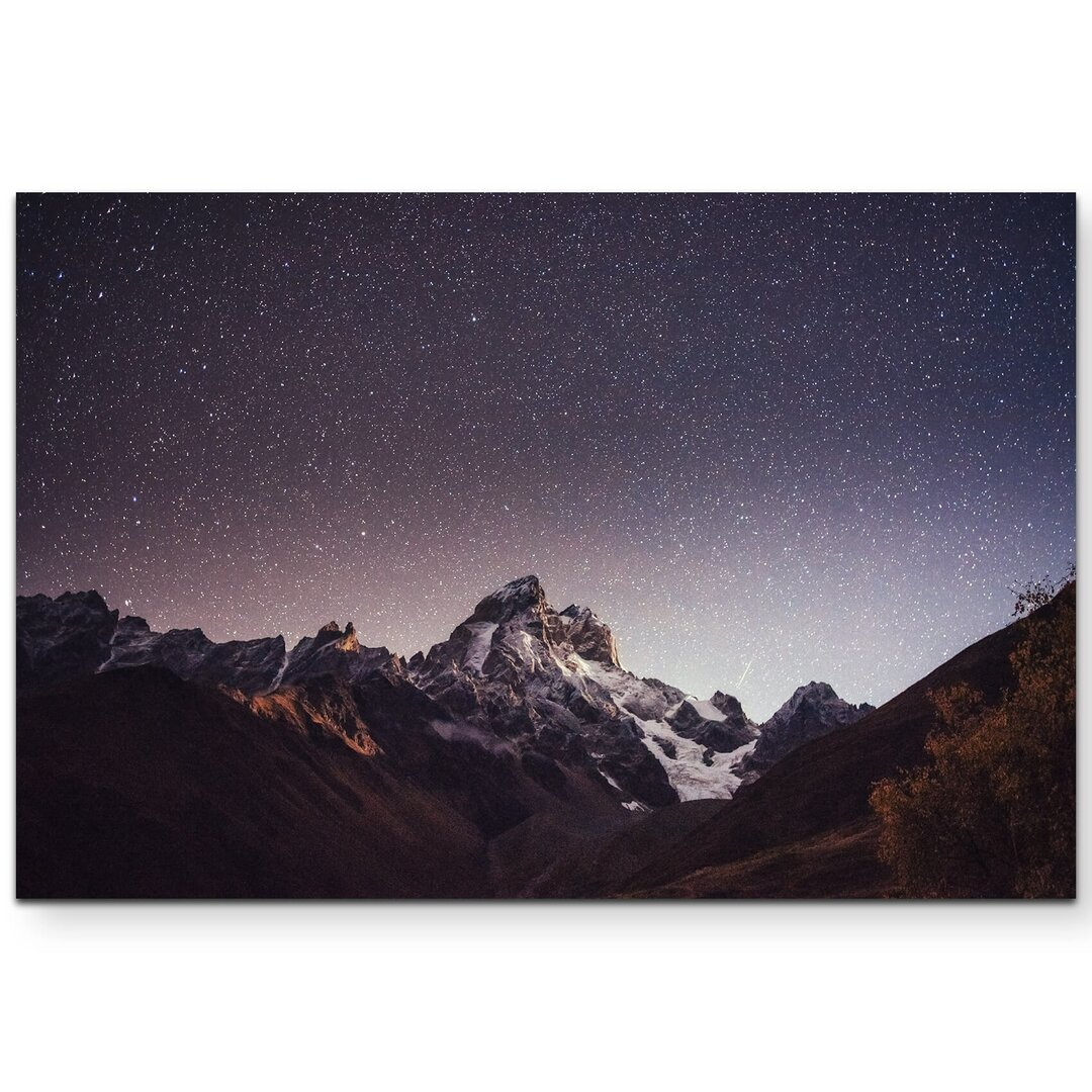 Leinwandbild Sternenhimmel über Mount Ushba Meyer