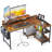 Kirstey L-Shape Gaming Desk with Built in Outlets,Computer Desk with Monitor Stand-1337675898-1337675893