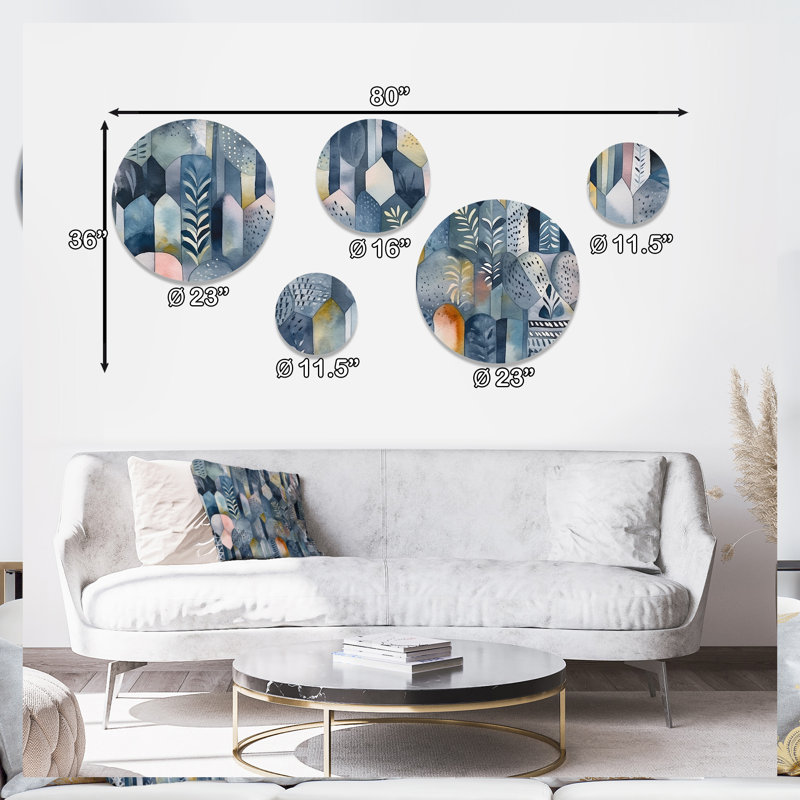 Décoration murale géométrique moderne bleue et blanche à géométrie infinie I