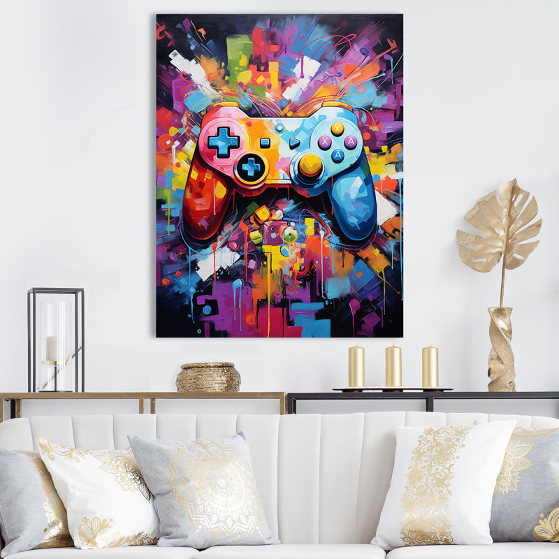 Jeu vidéo Pixel Pop I - jeux vidéo, impressions sur toile, Toile tendue, H 32 po x l 16 po x P 1 po