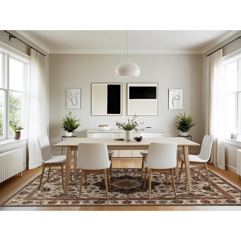 Machine Washable Persian Brown Area Rug, Rectangle 7' x 10'