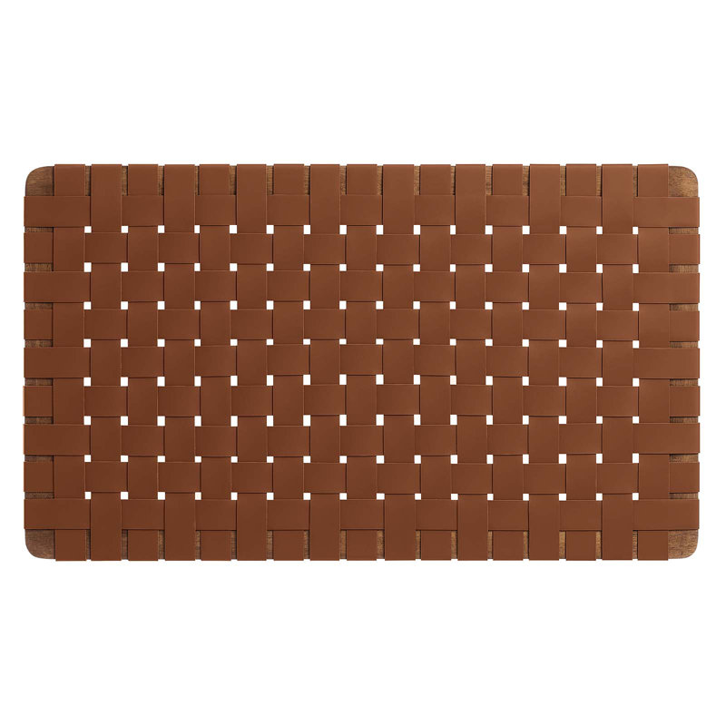 Walnut Brown Faux Leather Woven Twin Headboard