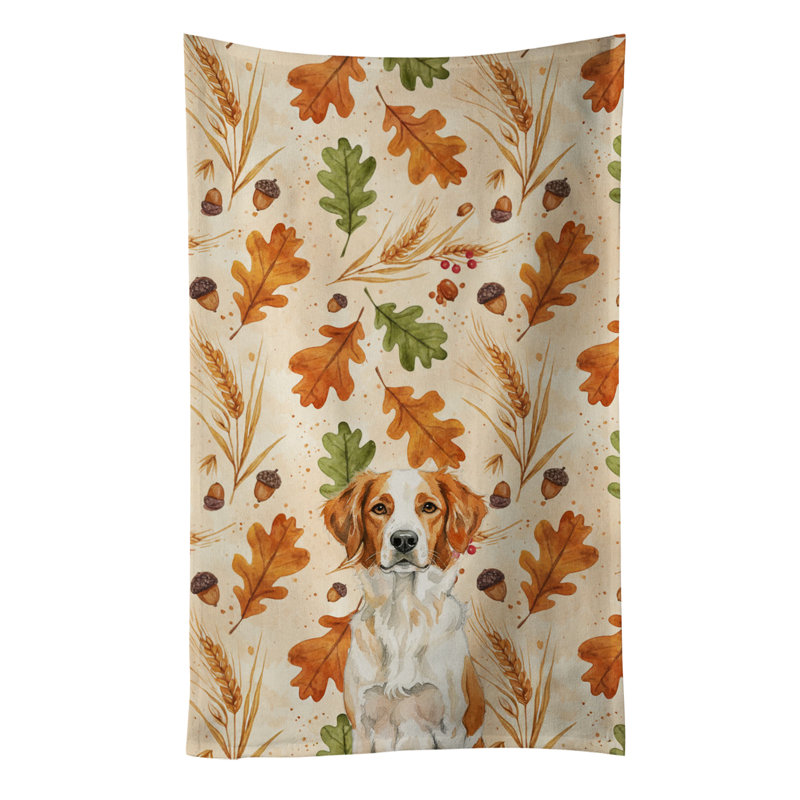 Serviette de cuisine orange et blanche Brittany, Orange et blanc Bretagne