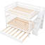 Lit superposé double avec lit gigogne en bois de pin massif blanc, garde-corps pour, espaces de rangement, assemblage facile en bois plein / plein et solide, dispositif de sécurité, rangement spacieux,-718660019
