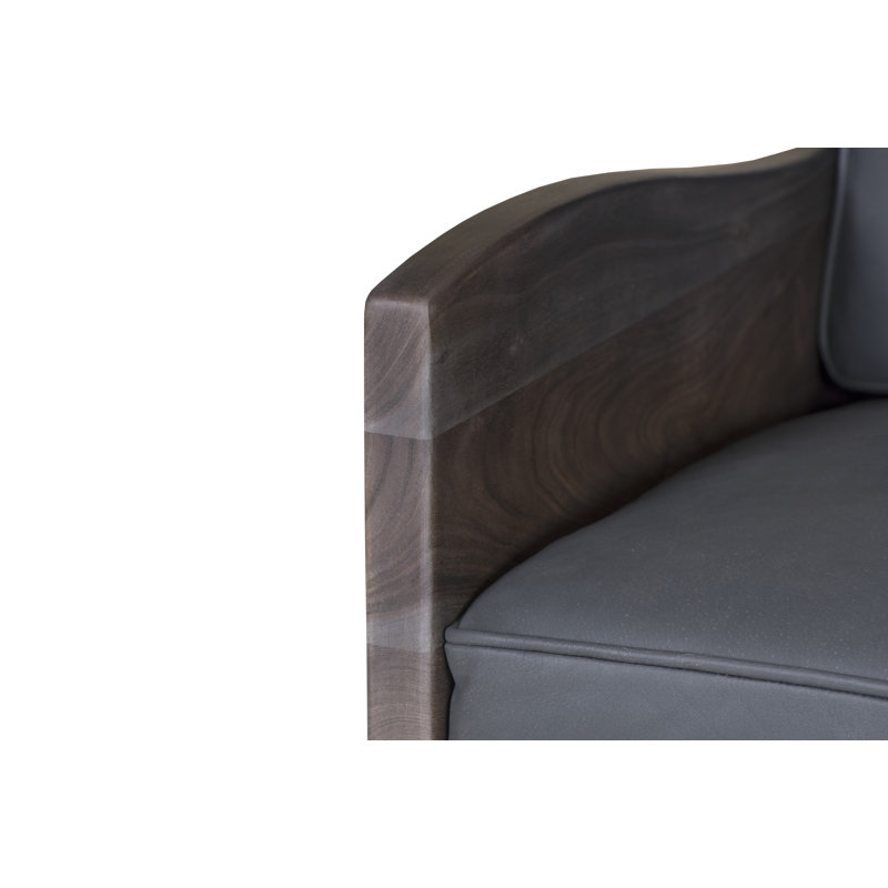 Fauteuil en cuir fleur 31 po Brigit, Ardoise