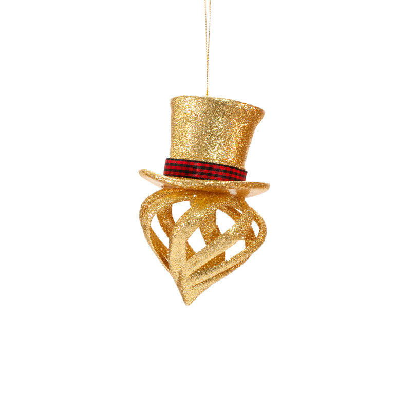 Ornement boule dorée à paillettes suspendues dorées (paquet de 4)