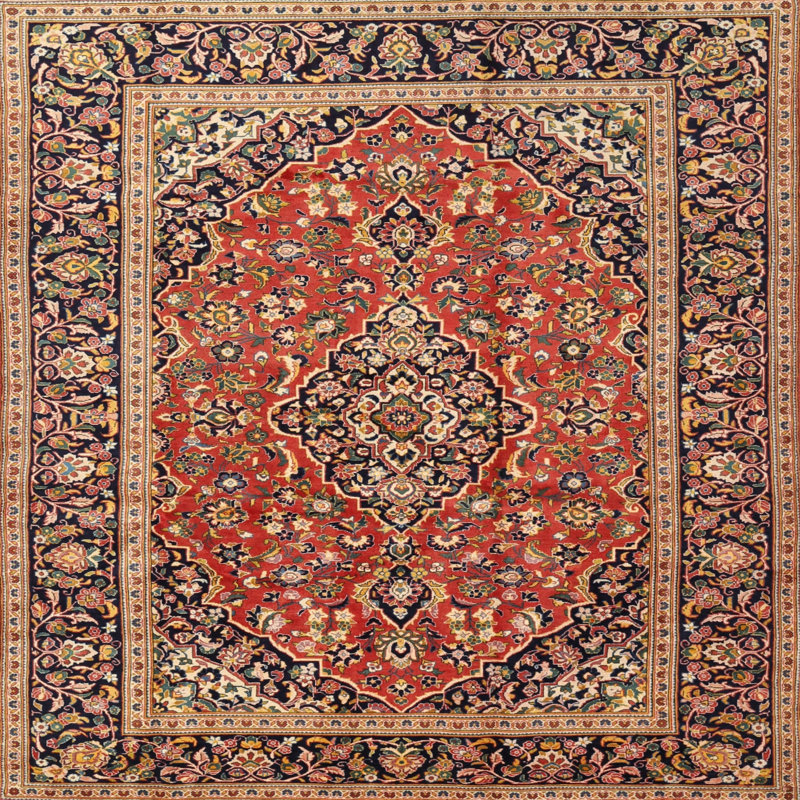 Tapis brun à motif oriental, Carré 3 pi