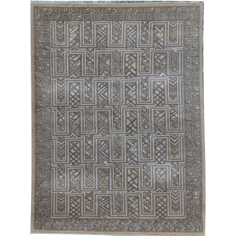 Tapis gris de haute qualité noué à la main