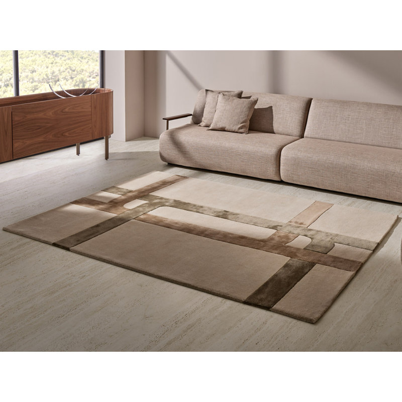 Geometric Area Rug in Tan/Brown/Coffee, Rectangle 6'5" x 10'