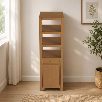Solid Oak Bathroom Vanity Cabinet with Soft-Close System