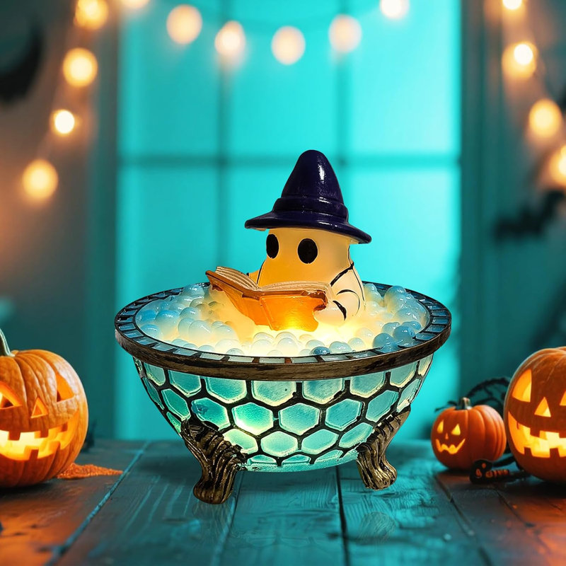 2025 Halloween lampe de bain à bulles fantôme, veilleuse de baignoire fantôme mignonne pour le décor de la salle de bain, veilleuse livre de lecture de la saison effrayante, Halloween Home Decor