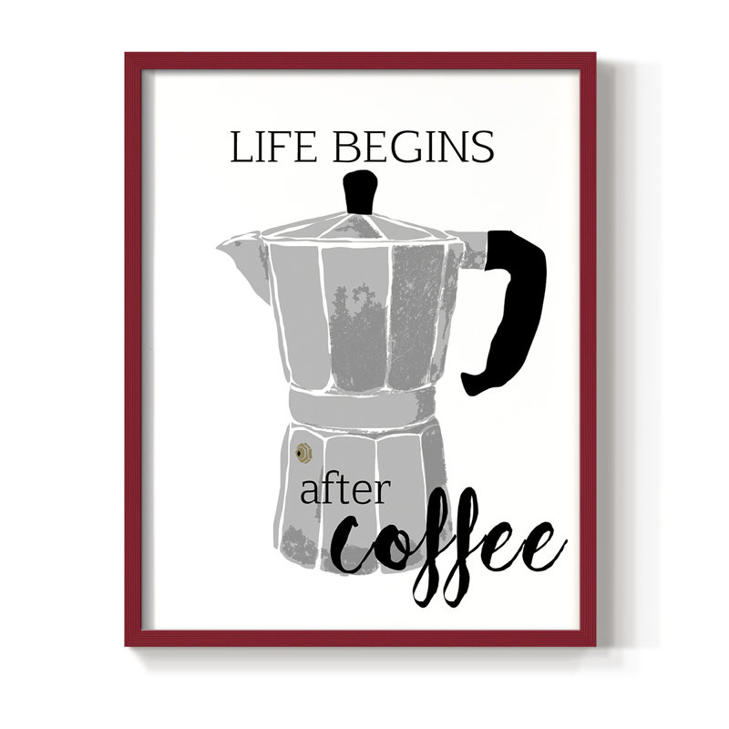 Begins After Coffee, reproduction encadrée - bois massif, H 30 po x l 24 po, Rouge