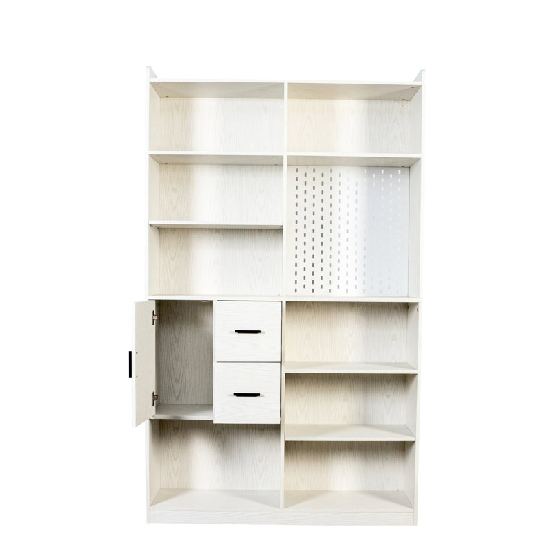 Bibliothèque contemporaine à 9 tablettes avec 3 tiroirs et rangement pour la maison efficace