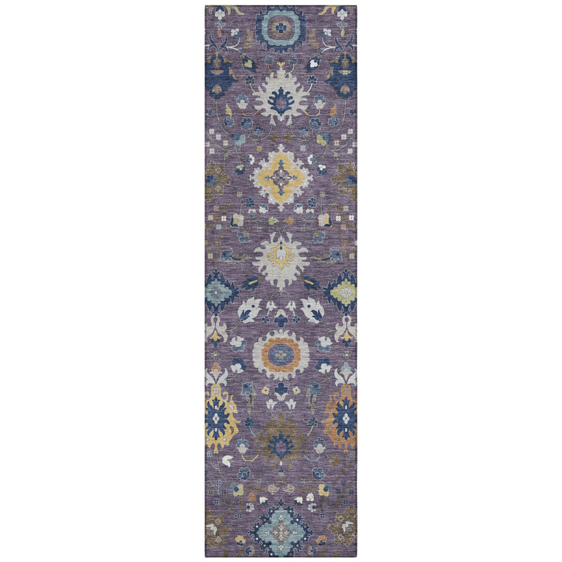 Machine Washable Indoor/Outdoor Chantille ACN2458 Traditional Rug, 2'3" x 7'6" Runner, Plum