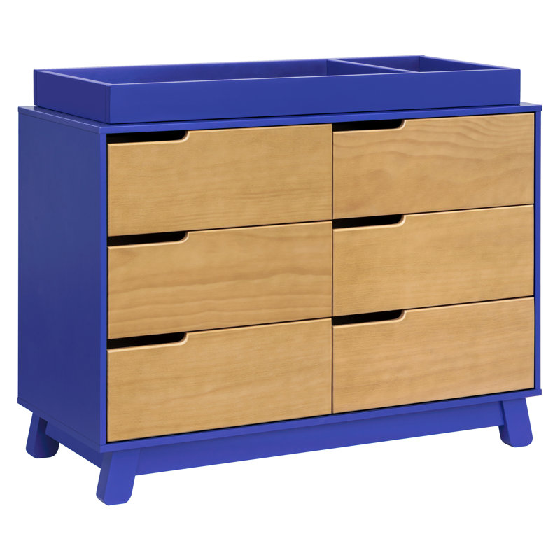Hudson 6 Drawer 48" W Double Dresser, Cobalt/Honey