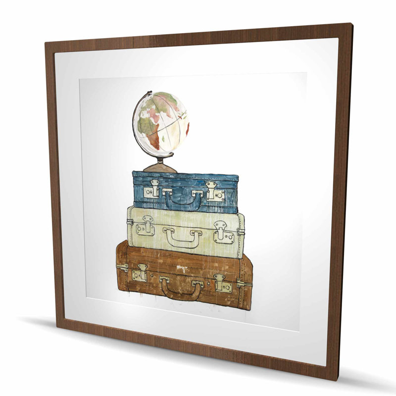 «Go Around the World - Vintage Man Cave», reproduction d'art encadrée