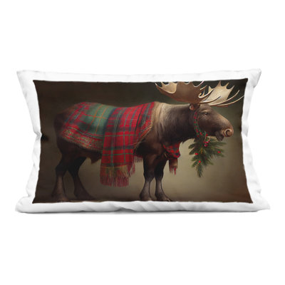 Coussin Festive Moose with Plaid