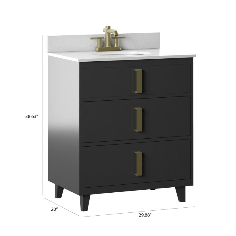 Ensemble de meuble-lavabo simple l 30 po x P 20 po x H 39 po Annalise, Noir