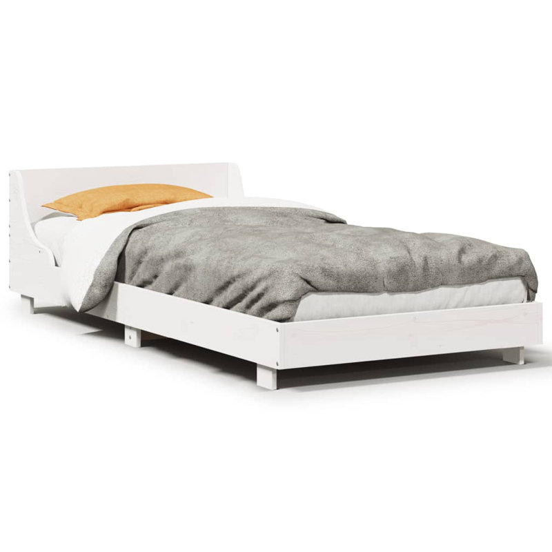 Solid Wood Bed, White, Single (3')