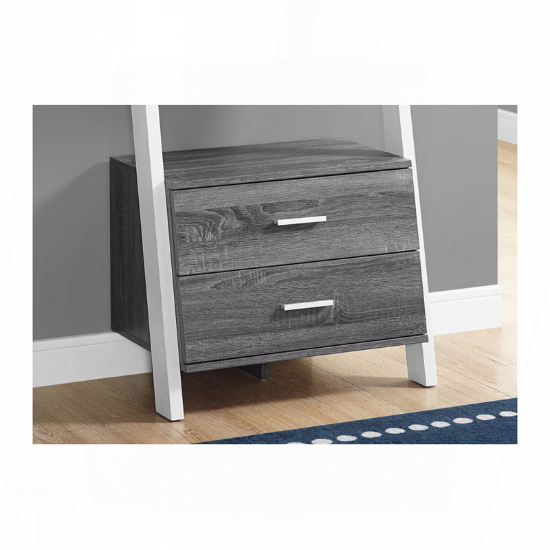 Bibliothèque, bibliothèque, étagère, échelle, 4 niveaux, h 69 po, bureau, chambre à coucher, stratifié gris et blanc, contemporain, moderne