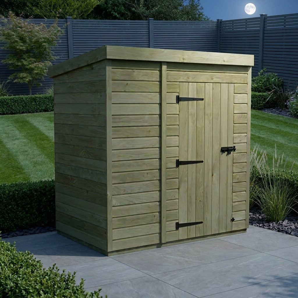 Total Sheds 6ft x 4ft Pent Garden Shed - Single Door - No Windows - Pressure Treated Timber - UK Manufactured