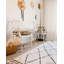 Tapis beige en coton touffeté à la main à motif de chevrons-79097486