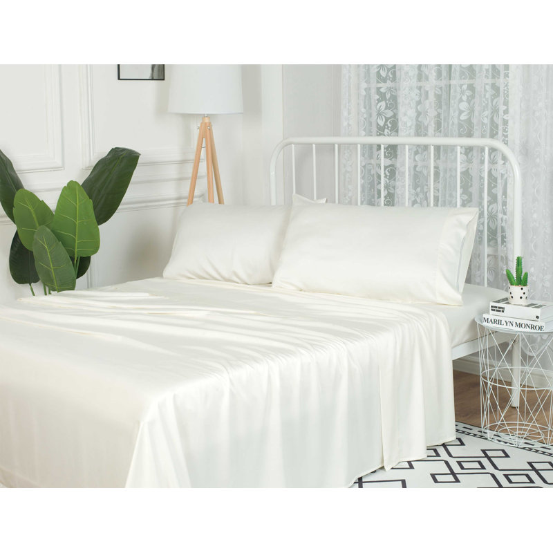 Satin Sheet Set, Queen, Ivory