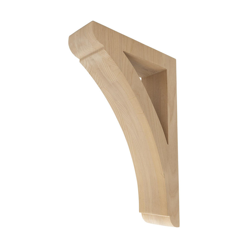 14 in x 3 in x 9 in Unfinished Large Solid Traditional Plain Wood Bracket Corbel, Alder