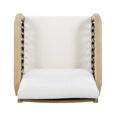 Fauteuil club d'extérieur en bois d'acacia avec corde tissée à la main