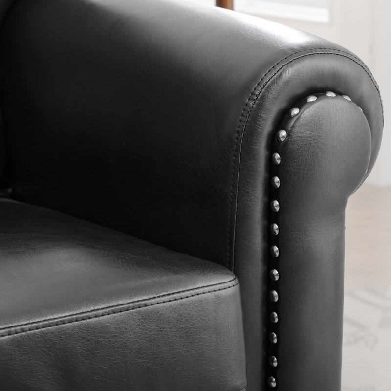 Modern Style Roller Design Armchair, Black PU Fabric