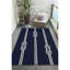 Tapis touffeté à la main en polyester bleu marine / ivoire-548448801