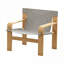 Fauteuil d'appoint en tissu de lin gris avec accoudoirs larges de style Mid-Century-944158650