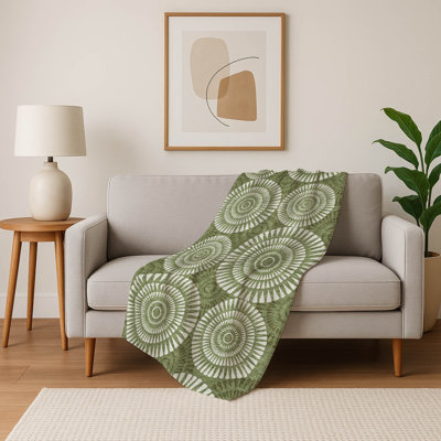 Addison Machine Washable Sherpa ASB877 Circles Throw Blanket