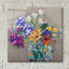 Art mural en verre épique «Lézard Bouquet» par St Hilaire Elizabeth, 12 po x 12 po