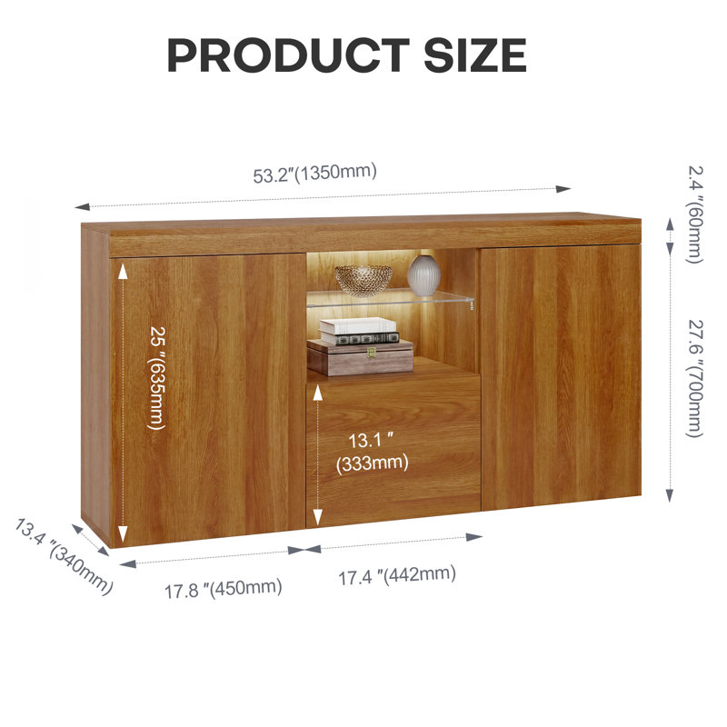 135 cm W Sideboard, Oak