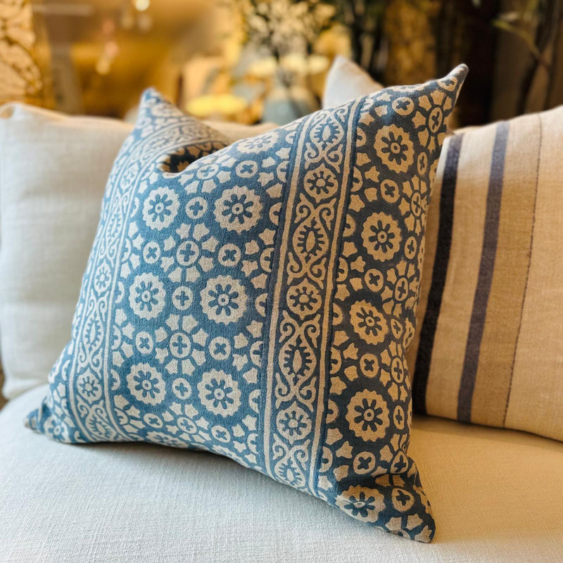 Patrika Pillow Cover - 22" x 22", Blue Floral