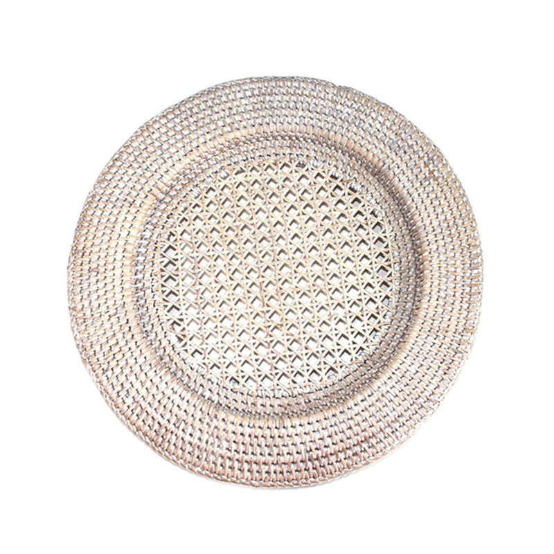 Jute/Rattan Charger, White Wash