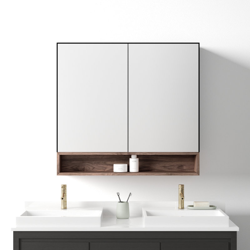 Tito Medicine Cabinet 36-Inch, Matte Black/Walnut