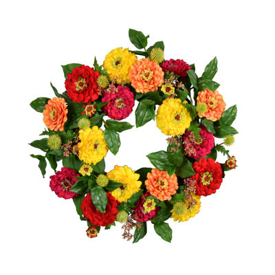Zinnia Garden Wreath - 20 Inch