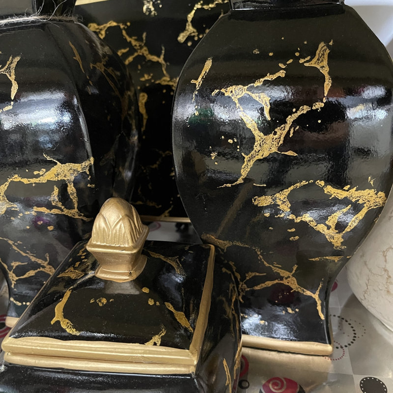 Ensemble d'accessoires de vase de quatre pièces Rosdorf Park - 13 po, Noir