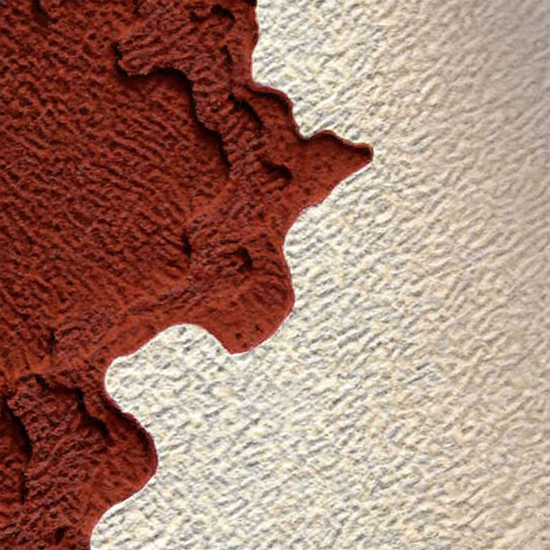 Décoration murale en grès relief 3D peinte à la main, Rouge / Beige